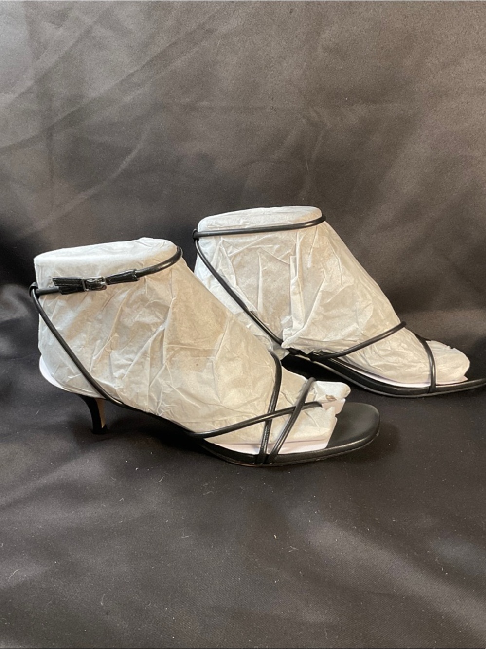 Marc Fisher Black Strappy Kitten Heel Sandals